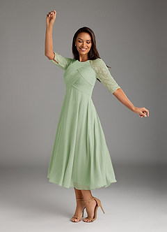 Azazie Dorothea Mother of the Bride Dresses Dusty Sage A-Line Scoop lace Chiffon Dress image2