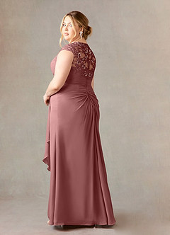 Azazie Birdie Mère de la mariée Robes Robe Trapèze en Mousseline de soie Paillettes Reine Anne Rose Du Désert image10