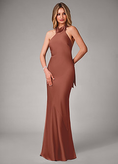 Azazie Velli Bridesmaid Dresses Auburn Mermaid Stretch Satin Dress image3