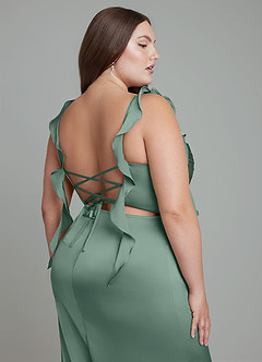 Azazie Jessamine Brautjungfernkleider Etui Korsett Stretch-Satin Kleid Eukalyptus image14