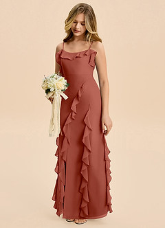 Azazie Phoebe Junior Klä av Tubklänning i Chiffong Rynkad image5