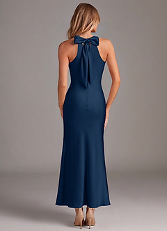 Azazie Doretta Bridesmaid Dresses Dark Navy Mermaid Pleated Stretch Satin Dress image6