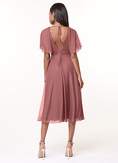 Azazie Tinsley Bridesmaid Dresses Desert Rose A-Line Pleated Mesh Dress image2
