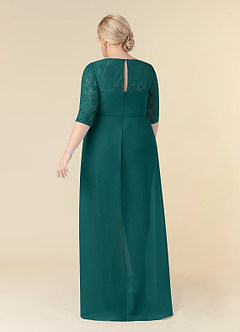Azazie Leonine Abiti per la Madre della Sposa Abito A-Line in Chiffon in Pizzo con Scollo a U Verde Pavone image9