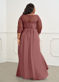 Azazie Hayek Mother of the Bride Dresses Desert Rose A-Line V-Neck Lace Chiffon Dress image7