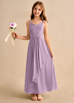 Azazie Zaida Girls Formal Flower Girl Dresses Wisteria A-Line Pleated Chiffon Dress image1