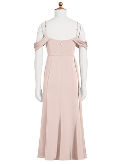 Azazie Amyra Junior Blushing Pink Sheath Off the Shoulder Stretch Satin Dress image7