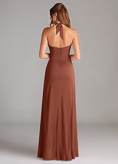 Azazie Elliana Bridesmaid Dresses Clay A-Line Side Slit Stretch Satin Dress image6