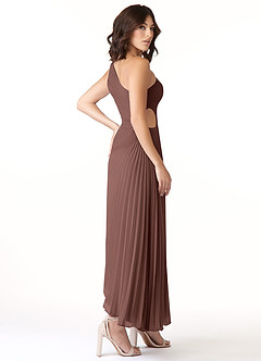 Azazie Kirra Jurken voor bruidsmeisjes Jurk van Chiffon met A-Lijn One-Shoulder Espresso image4