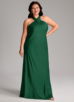 Azazie Doretta Bridesmaid Dresses Dark Green Mermaid Pleated Stretch Satin Dress image9