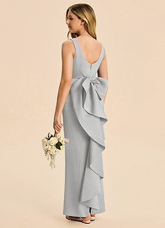 Azazie Emi Junior Silver Sheath Bow Stretch Satin Dress image4