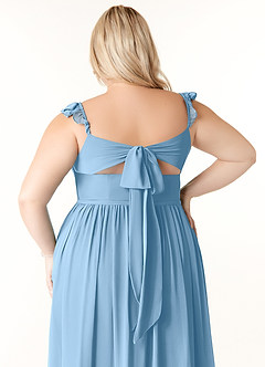 Azazie Metz Bridesmaid Dresses Steel Blue A-Line Sweetheart Ruched Chiffon Dress image12
