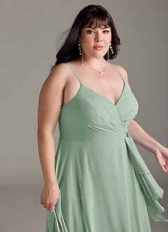 Azazie Akita Bridesmaid Dresses Agave A-Line Chiffon Dress image10