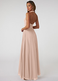 Azazie Tessie Brautjungfernkleider A-Linie V-Hals Gefaltet Chiffon Kleid Englisches Rosa image2