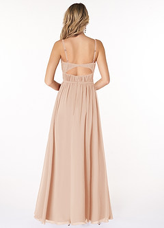 Azazie Yanelie Bridesmaid Dresses English Rose A-Line Scoop Pleated Chiffon Dress image2