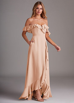 Azazie Lyra Robes de demoiselle d'honneur Robe Trapèze Convertible en Mousseline de soie Rose Perle image6