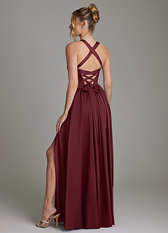 Azazie Francis Bridesmaid Dresses Cabernet A-Line Corset Stretch Satin Dress image7