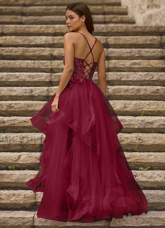 Mosaic Burgundy Ruffle Prom Dress image2