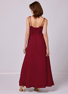Barbie ♥ Azazie Bridesmaid Dresses Burgundy A-Line Pleated Chiffon Dress image6
