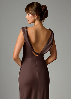 Azazie Kieryn Bridesmaid Dresses Ganache Mermaid Pleated Stretch Satin Dress image2