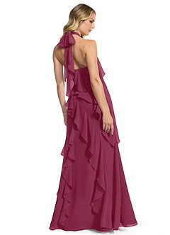Azazie Velma Brautjungfernkleider A-Linie Seitliche Cut-Outs Chiffon Kleid Maulbeerrot image2