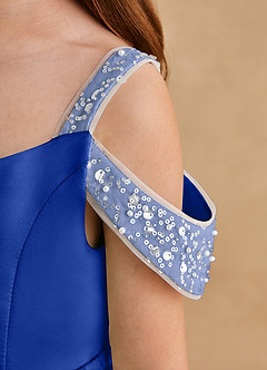 Azazie Jodi Flower Girl Dresses Royal Blue A-Line Matte Satin Dress image6