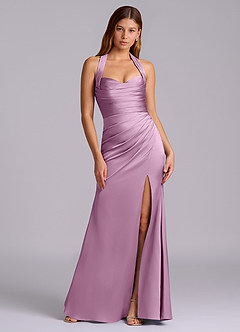Azazie Destiny Bridesmaid Dresses Wisteria Mermaid Sweetheart Neckline Stretch Satin Dress image7