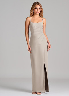 Azazie Calandra Suknie dla druhen Osłona Pofałdowany Szyfon Do ziemi Sukienka image5