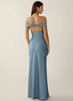 Gwendonme Powder Blue Satin Crystal Linen Prom Dress image2
