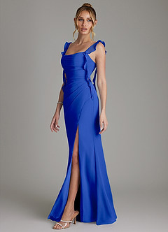 Azazie Jessamine Bridesmaid Dresses Royal Blue Mermaid Corset Chiffon Dress image5