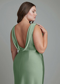 Azazie Kieryn Bridesmaid Dresses Matcha Mermaid Pleated Stretch Satin Dress image14