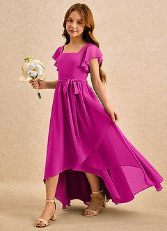 Azazie Milly Girls Formal Flower Girl Dresses Fuchsia A-Line Pleated Chiffon Dress image6