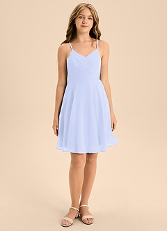 Azazie Avelina Junior Lavender A-Line Pleated Chiffon Dress image4