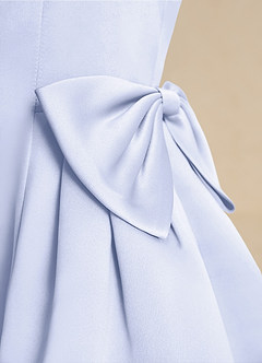 Azazie Macaroon Flower Girl Dresses Lavender Ball-Gown Bow Matte Satin Dress image6