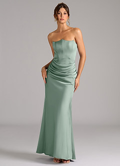 Azazie Debby Robes à essayer chez vous Robe Sirène Convertible en Satin extensible Bustier Agave image1