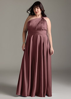 Azazie Charlize Bridesmaid Dresses Vintage Mauve A-Line One Shoulder Stretch Satin Dress image13