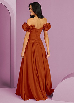 Barbie ♥ Azazie Brautjungfernkleider Wandelbar A-Linie Schulterfrei Chiffon Kleid Paprika image2