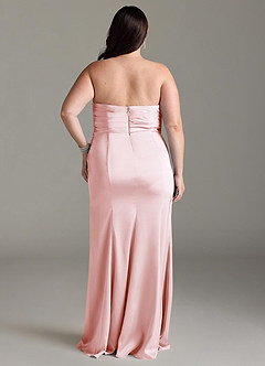 Azazie Yola Bridesmaid Dresses Blushing Pink Sheath V-Neck Pleated Stretch Satin Convertible Dress image10