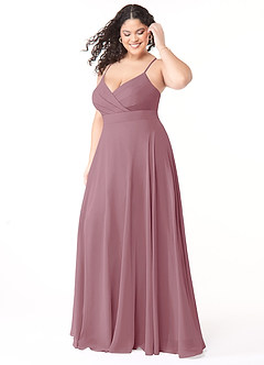 Azazie Avelina Bridesmaid Dresses Vintage Mauve A-Line V-Neck Pleated Chiffon Dress image8
