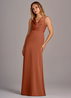 Azazie Wrenlee Bridesmaid Dresses Cedar Rose A-Line Stretch Satin Dress image5
