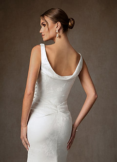 Azazie Hibiscus Wedding Dresses Diamond White Sheath Floral Jacquard Dress image5