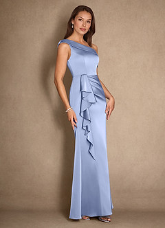 Azazie Hamptons Mother of the Bride Dresses Ice A-Line Pleated Stretch Satin Dress image3