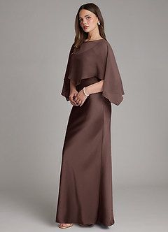 Azazie Ambra Bridesmaid Dresses Ganache Mermaid Pleated Stretch Satin Dress image6
