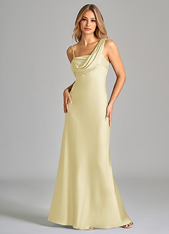 Azazie Celina Final Sale Espresso Sheath One Shoulder Stretch Satin Dress image3