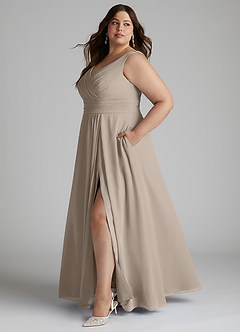 Azazie Karina Bridesmaid Dresses Frost A-Line Pleated Chiffon Dress image7