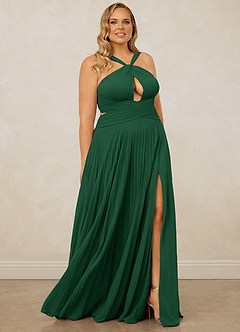 Christian Siriano Bridal for Azazie 1009 Bridesmaid Dresses Dark Green A-Line Pleated Chiffon Dress image12