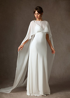 Azazie Caity Wedding Dresses Diamond White Fit and Flare Crepe Back Satin Dress image6