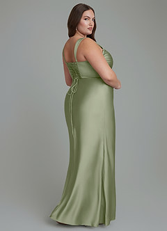 Azazie Agustina Bridesmaid Dresses Pistachio Mermaid Corset Stretch Satin Dress image8