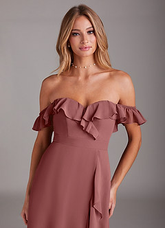 Azazie Lyra Bridesmaid Dresses Amethyst A-Line Chiffon Convertible Dress image9