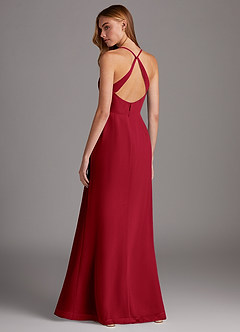 Azazie Manila Bridesmaid Dresses Scarlet Sheath V-Neck Chiffon Dress image2